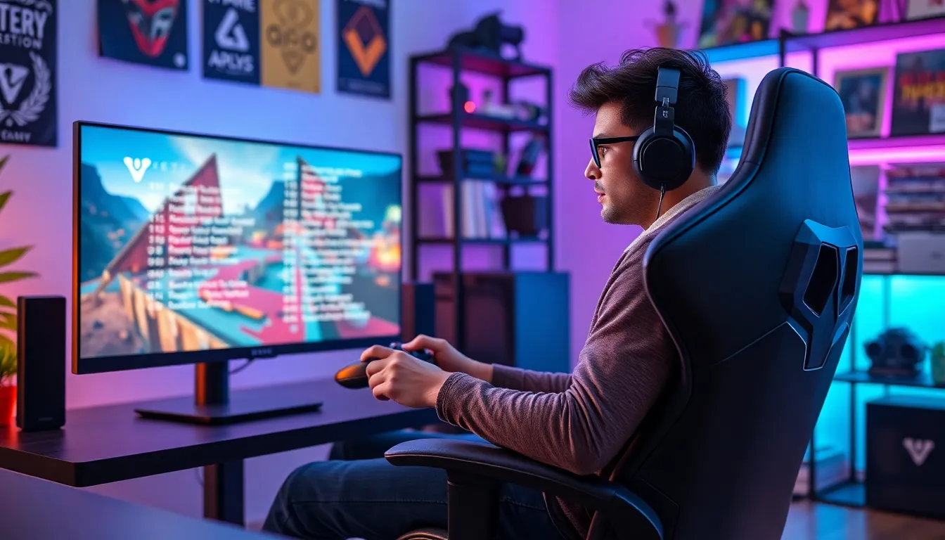 gamer using cheats in a modern gaming setup.