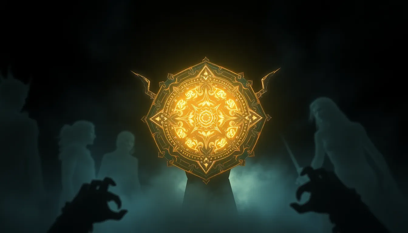 a glowing Remembrance artifact surrounded by ghostly enemy silhouettes.